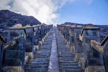 Obraz premium Stairs to the top of Bromo volcano
