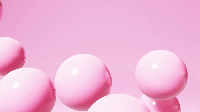 Floating balloons on pink background. Creative motion. 3d rendering 