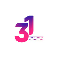 31 Years Anniversary Celebrations Vector Template Design Illustration - obrazy, fototapety, plakaty