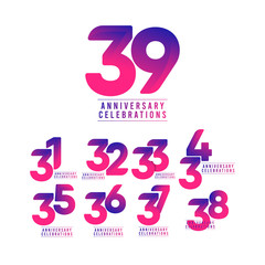 39 Years Anniversary Celebrations Vector Template Design Illustration