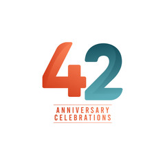 42 Years Anniversary Celebrations Vector Template Design Illustration
