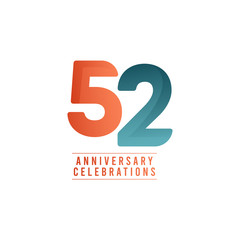 52 Years Anniversary Celebrations Vector Template Design Illustration