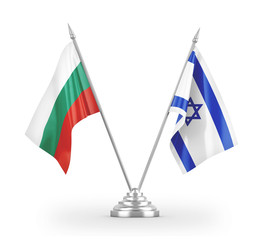 Israel and Bulgaria table flags isolated on white 3D rendering