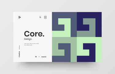 Creative horizontal website screen part for responsive web design project development. Abstract geometric pattern banner layout mock up. Corporate landing page block vector illustration template.