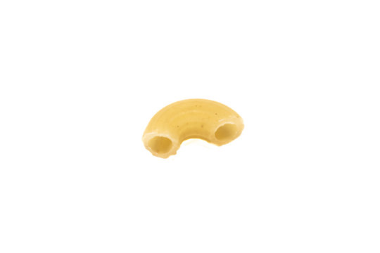 One makaroni pasta isolated on white background