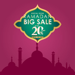 Ramadan Big Sale Special Offer up to 20% off Limited Time Only Vector Template Design Illustration