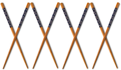Japanese wooden chopstick on white background