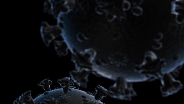 Coronavirus single color ZOOM-OUT - 3D coronavirus in a black background