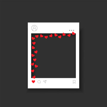 Blank photo frame with red hearts