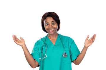 African doctor with green uniform