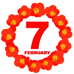 February 7 icon. For planning important day. Banner for holidays and special days.  illustration.