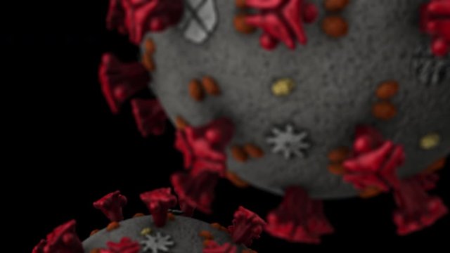 Coronavirus ZOOM-OUT - 3D coronavirus in a black background