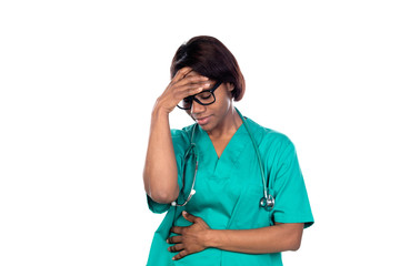 African doctor with green uniform