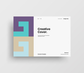 Creative business presentation vector A4 horizontal orientation front page mock up. Modern corporate report cover abstract geometric illustration design layout. Company identity brochure template.