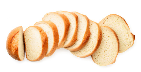 Sliced bread top view on a white. Isolated