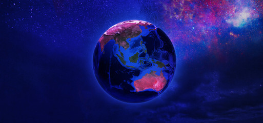 View of Earth from space in neon tone. Elements of this image furnished by NASA