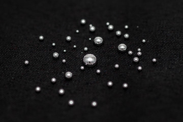 Shiny Mercury drops on a black background