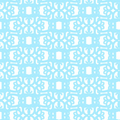 Light Blue and White Classy  Damask Outline Textile Pattern