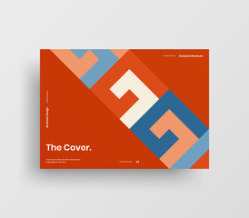 Creative business presentation vector A4 horizontal orientation front page mock up. Modern corporate report cover abstract geometric illustration design layout. Company identity brochure template.