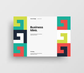 Creative business presentation vector A4 horizontal orientation front page mock up. Modern corporate report cover abstract geometric illustration design layout. Company identity brochure template.