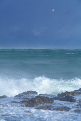 Waves and storm in the Black Sea, dramatic landscape