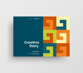 Creative business presentation vector A4 horizontal orientation front page mock up. Modern corporate report cover abstract geometric illustration design layout. Company identity brochure template.