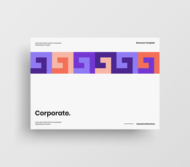 Creative business presentation vector A4 horizontal orientation front page mock up. Modern corporate report cover abstract geometric illustration design layout. Company identity brochure template.