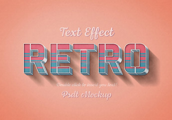 Retro 3D Text Effect with Pink and Blue Stripes