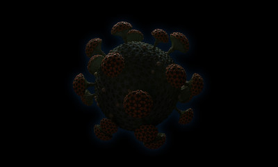  Coronaviruses Coronaviridae coronavirus  Dark - black background 3d illustration