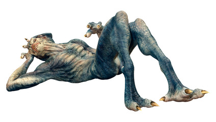 Obraz premium 3D Rendering Blue Alien on White