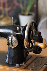 detail of an old sewing machine