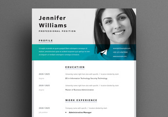 Resume Layout with Large Placeholder and Gradient Overlay
