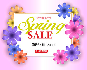 Spring sale background with a beautiful flower. Vector illustration template.banners.Wallpaper.flyers, invitations, posters, brochures, discount vouchers.