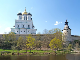 PSKOV, RUSSIA. View of Pskovsky Krom (Kremlin) from the side of the Pskova River