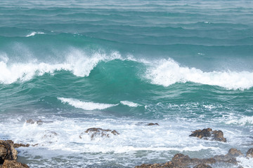 Waves and storm in the Black Sea, dramatic landscape