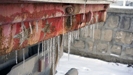 cars freezing in winter, vehicles in winter,