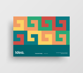 Creative business presentation vector A4 horizontal orientation front page mock up. Modern corporate report cover abstract geometric illustration design layout. Company identity brochure template.
