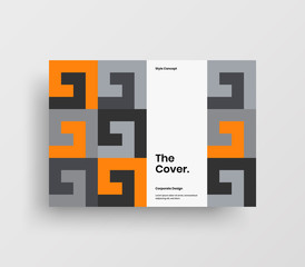 Creative business presentation vector A4 horizontal orientation front page mock up. Modern corporate report cover abstract geometric illustration design layout. Company identity brochure template.