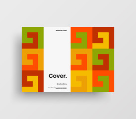 Creative business presentation vector A4 horizontal orientation front page mock up. Modern corporate report cover abstract geometric illustration design layout. Company identity brochure template.