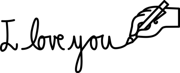 Hand writing I love you icon