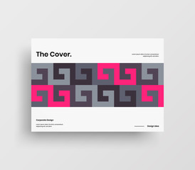 Creative business presentation vector A4 horizontal orientation front page mock up. Modern corporate report cover abstract geometric illustration design layout. Company identity brochure template.