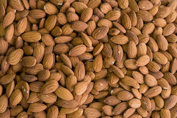 almond nuts top view. Apricot nuts High-calorie nutrition. Healthy food. Natural nutrition. Almond kernels