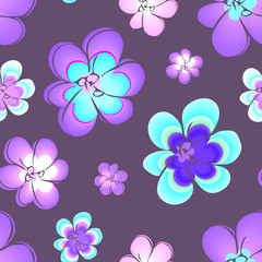 Colorful Flowers Seamless Pattern. Vector Background.