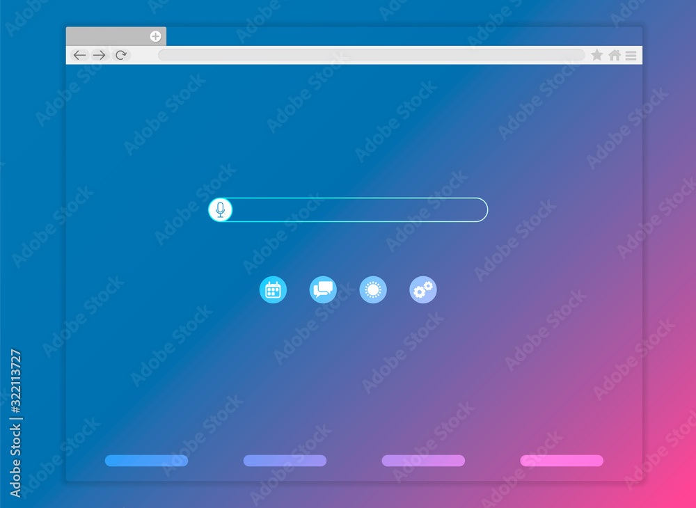 Poster Opened browser window template. Web window screen mockup. Internet empty page concept with shadow. Vector illustration
