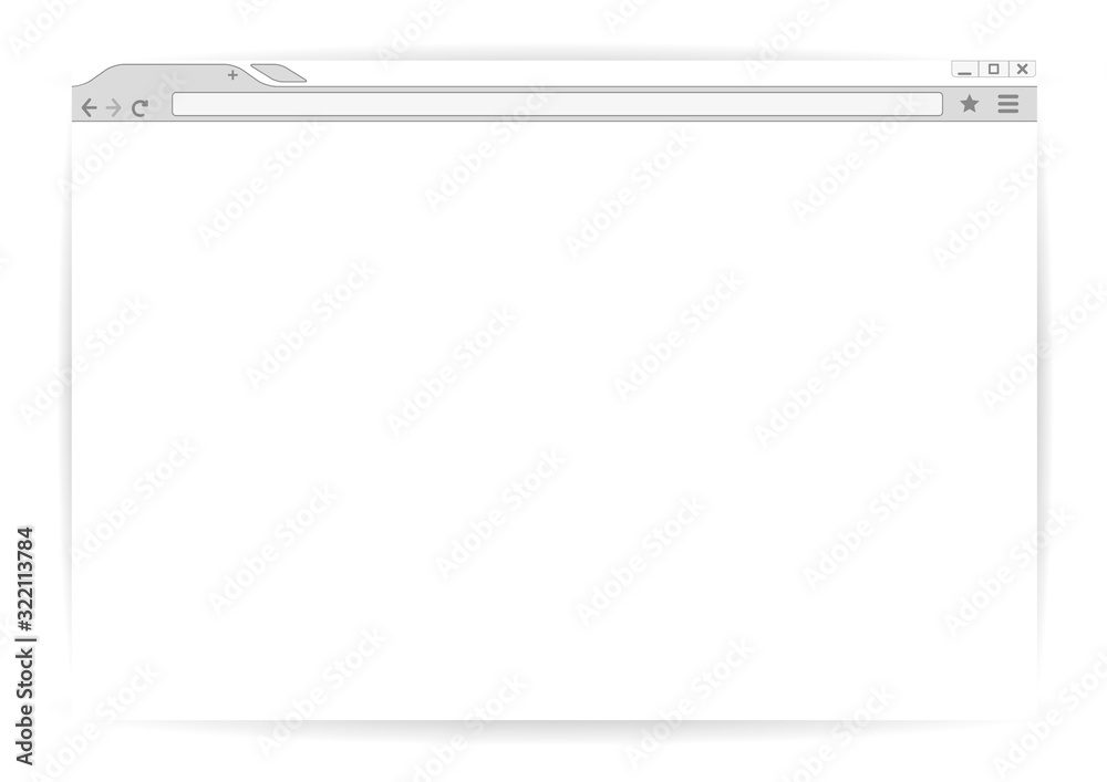 Poster Opened browser window template. Web window screen mockup. Internet empty page concept with shadow. Vector illustration