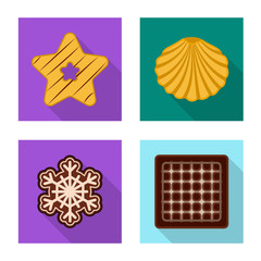 Vector design of biscuit and bake logo. Set of biscuit and chocolate vector icon for stock.