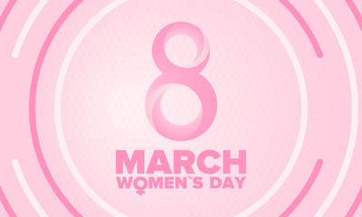 Happy Women’s Day. International holiday of female solidarity, which is celebrated on March 8. Women's rights, girl power. Female sign. Poster, card, banner and background. Vector illustration