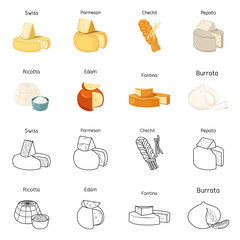 Isolated object of food and dairy symbol. Collection of food and product stock symbol for web.