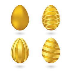 Set of Easter golden eggs with different texture on a white background. Vector design can use for element holiday event