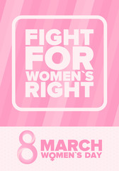 Happy Women’s Day. International holiday of female solidarity, which is celebrated on March 8. Women's rights, girl power. Female sign. Poster, card, banner and background. Vector illustration